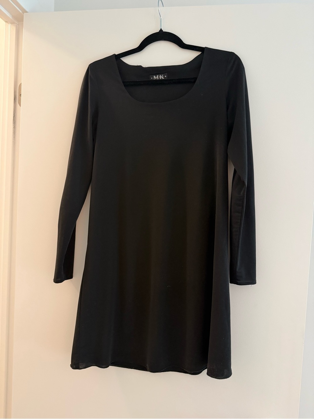 Michael Kors Black Long Sleeve Scoop Neck A-Line Dress